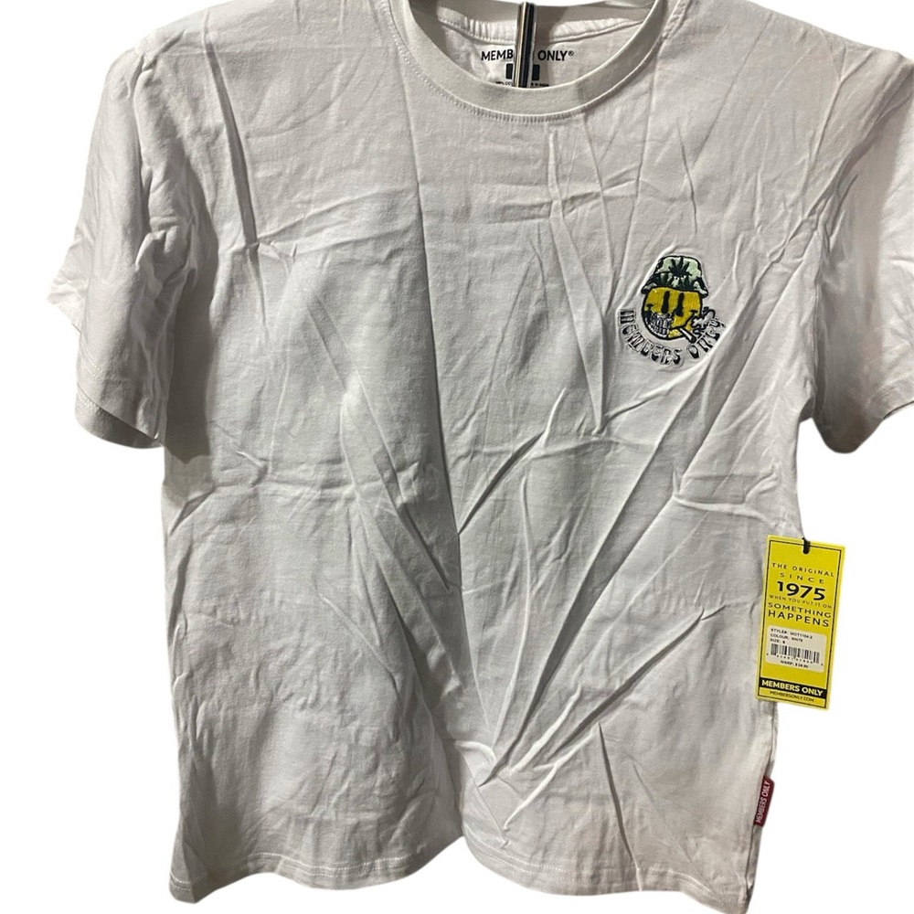 Members Only White T-Shirt with Graphic Design
